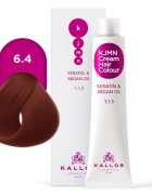 Kallos KJMN Professional Cream Hair Colour Keratin & Argan Oil barva za lase s keratinom in arganovim oljem odtenek 6.4 Dark Copper Blond 100 ml