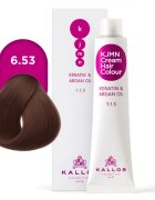 Kallos KJMN Professional Cream Hair Colour Keratin & Argan Oil barva za lase s keratinom in arganovim oljem odtenek 6.53 Chocolate 100 ml