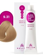 Kallos KJMN Professional Cream Hair Colour Keratin & Argan Oil barva za lase s keratinom in arganovim oljem odtenek 9.31 Very Light Golden Ash Blond 1