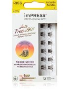KISS imPRESS Just Press & GO ! šopaste lepilne trepalnice brez vozlička Authentic Natural c 12 kos