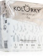 Kolorky Deluxe Velvet Dots ekološke plenice za enkratno uporabo velikost L 8-13 kg 19 kos