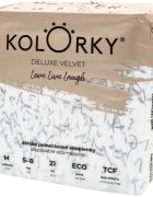 Kolorky Deluxe Velvet Love Live Laugh ekološke plenice za enkratno uporabo velikost M 5-8 Kg 21 kos