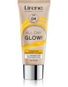 Lirene ALL DAY GLOW! posvetlitveni fluidni tekoči puder za dolgoobstojen učinek odtenek 04 Tanned 30 ml