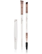 Luvia Cosmetics Prime Vegan Brow Kit set za oblikovanje obrvi Pearl White / Metallic Coffee Brown