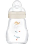 MAM Feel Good Glass Baby Bottle steklenička z ventilom proti kolikam 0m+ Beige 1 kos