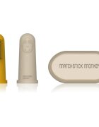 Matchstick Monkey Silicone Finger Toothbrush otroška zobna ščetka za na prst z etuijem Yellow/ Beige 2 kos