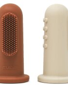 Mushie Finger Toothbrush otroška zobna ščetka za na prst Clay/Shifting Sand 2 kos