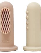 Mushie Finger Toothbrush otroška zobna ščetka za na prst Shifting Sand/Blush 2 kos