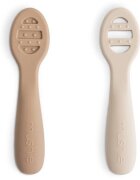 Mushie First Feeding Baby Spoons žlička Natural/ Shifting Sand 6m+ 2 kos