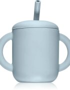 Mushie Training Cup with Straw skodelica s slamico Powder-blue 1 kos