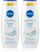 Nivea Creme Soft negovalni gel za prhanje ugodno pakiranje 2 x 500 ml