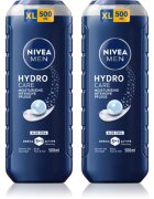 Nivea MEN Hydrocare gel za prhanje za obraz telo in lase ugodno pakiranje 2 x 500 ml