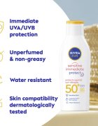 Nivea SUN Sensitive Immediate losjon za sončenje za občutljivo kožo SPF 50+ 200 ml