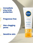Nivea SUN Sensitive zaščitna krema za obraz za občutljivo kožo SPF 50 50 ml