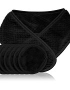 Notino Spa Collection Spa headband and make-up removal pads set set za odstranjevanje ličil s spa naglavnim trakom Black 7 kos