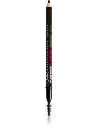 NYX Professional Makeup Powder Louder svinčnik za obrvi s krtačko odtenek Black 1 kos