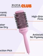 Olivia Garden Club The Glow Blowout Ceramic Round Brush Pink okrogla krtača za lase L 1 kos