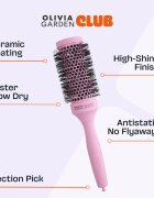 Olivia Garden Club The Glow Blowout Ceramic Round Brush Pink okrogla krtača za lase M 1 kos