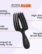 Olivia Garden Club The Nomad Detangling&Shine Fingerbrush​ ravna krtača za lase Black 1 kos