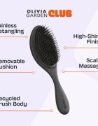 Olivia Garden Club The Reset Detangling&Shine Hairbrush ravna krtača z etuijem Black 1 kos