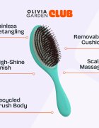 Olivia Garden Club The Reset Detangling&Shine Hairbrush ravna krtača z etuijem Mint 1 kos