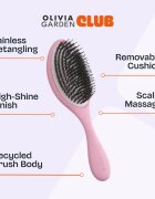 Olivia Garden Club The Reset Detangling&Shine Hairbrush ravna krtača z etuijem Pink 1 kos
