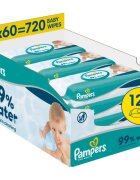 Pampers 99% Water Baby Wipes vlažni čistilni robčki za otroke 12x60 kos