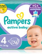 Pampers Active Baby Size 4 plenice za enkratno uporabo 9-14 kg 76 kos