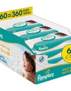 Pampers Aqua Soft Touch vlažni čistilni robčki za otroke 6x60 kos
