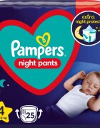 Pampers Night Pants Size 4 hlačne plenice za enkratno uporabo za noč 9-15 kg 25 kos