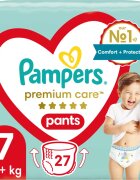 Pampers Premium Care Pants Size 7 hlačne plenice za enkratno uporabo 15+ kg 27 kos