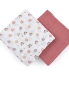 Petite&Mars Misty plenice iz blaga Rose Rainbows 120 x 120 cm 2 kos