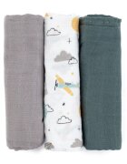Petite&Mars Moussy plenice iz blaga Grey Planes 68 x 68 cm 3 kos
