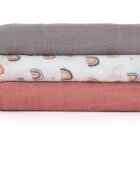 Petite&Mars Moussy plenice iz blaga Rose Rainbows 68 x 68 cm 3 kos
