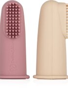 Petite&Mars Take&Match 0m+ otroška zobna ščetka za na prst z etuijem Rose&Sand 2 kos