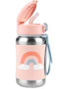 Skip Hop Spark Style Rainbow steklenica za vodo iz nerjavnega jekla s slamico 12 m+ 1 kos