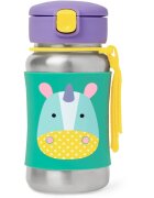 Skip Hop Zoo Straw Bottle steklenica za vodo iz nerjavnega jekla s slamico Unicorn 12 m+ 1 kos