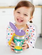 Skip Hop Zoo Straw Bottle steklenica za vodo iz nerjavnega jekla s slamico Unicorn 12 m+ 1 kos