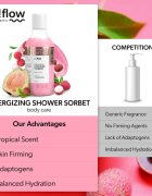 so!flow Energizing Shower Sorbet vlažilni sorbet za telo za tuš Guava Lychee 400 ml