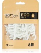 SOFTdent ECO Dental Floss Pick dentalni zobotrebci z zobno nitko 50 kos