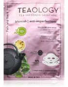 Teaology Tea Glow Blemish AHA Purifying Mask maska iz platna s čistilnim in osvežilnim učinkom za vrat in dekolte 21 ml