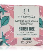 The Body Shop British Rose Cleansing Bar trdo milo za telo in obraz 100 g