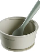 Tommee Tippee EasiStick™ Silicone Bowl & Spoon silikonska posoda s priseskom 4m+ Green 1 kos