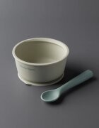 Tommee Tippee EasiStick™ Silicone Bowl & Spoon silikonska posoda s priseskom 4m+ Green 1 kos