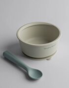 Tommee Tippee EasiStick™ Silicone Bowl & Spoon silikonska posoda s priseskom 4m+ Green 1 kos