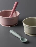 Tommee Tippee EasiStick™ Silicone Bowl & Spoon silikonska posoda s priseskom 4m+ Pink 1 kos