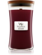 Woodwick Black Cherry dišeča sveča z lesenim stenjem 609.5 g