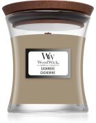 Woodwick Cashmere dišeča sveča z lesenim stenjem 85 g