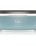 Woodwick Cedarwood & Ocean Moss dišeča sveča z lesenim stenjem 453.6 g