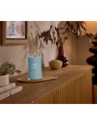 Woodwick Cedarwood & Ocean Moss dišeča sveča z lesenim stenjem 610 g